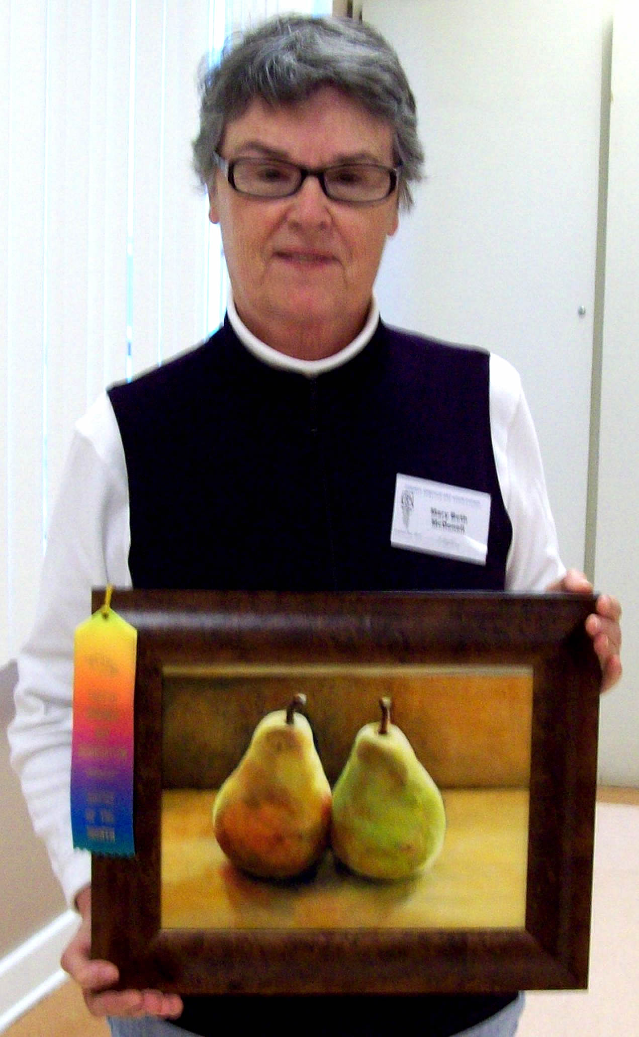 Mary Beth with Oil Painting of Pears